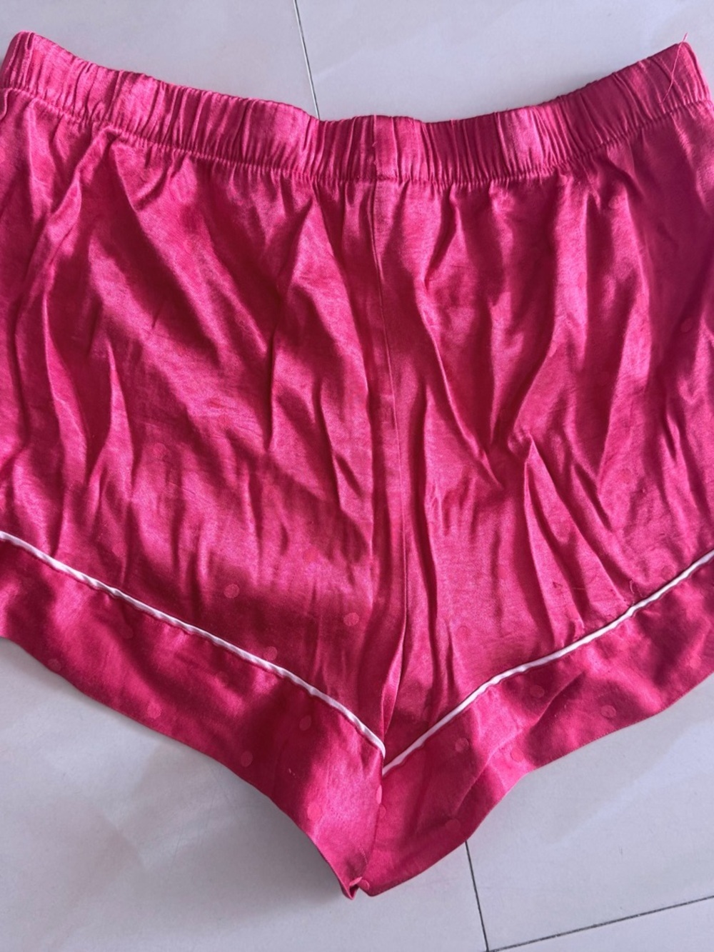 Victoria's Secret Hot Pink Satin-Style Sleep Shorts with Contrast Piping